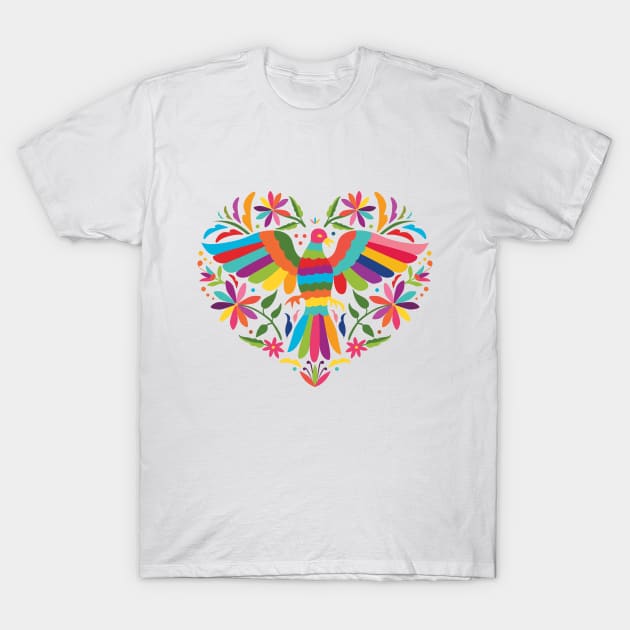 Mexican Otomí Heart Design T-Shirt by Akbaly